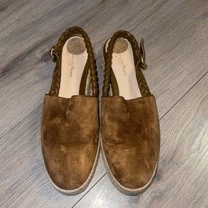 GIANVITO ROSSI Suede Braided Slingback Flatform Espadrilles